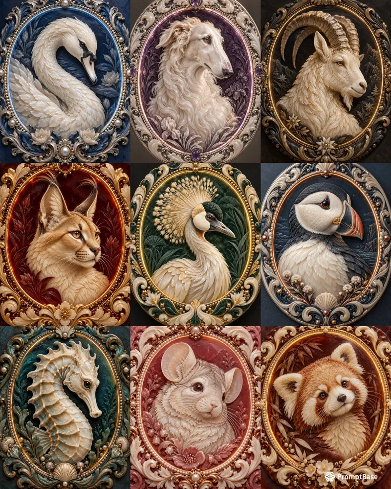 Sculpted Animal Cameo Portraits