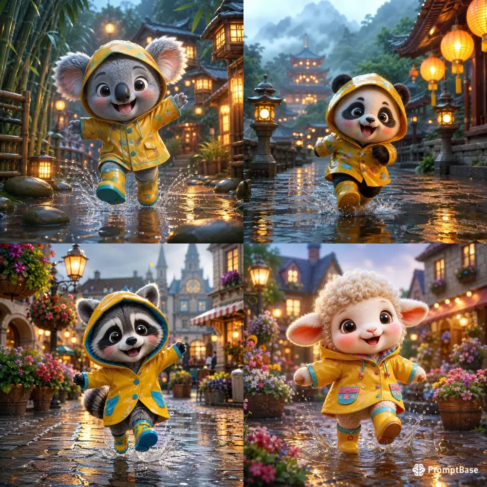 Whimsical Rainy Friends