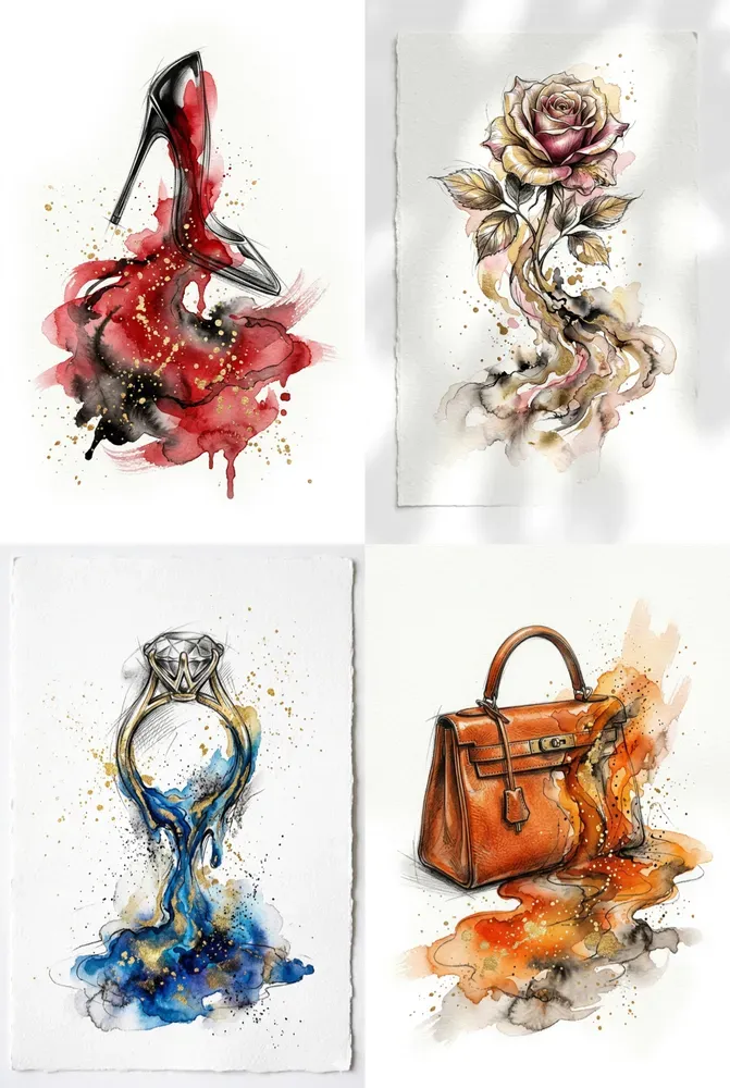 Watercolor Highfashion Art Prints