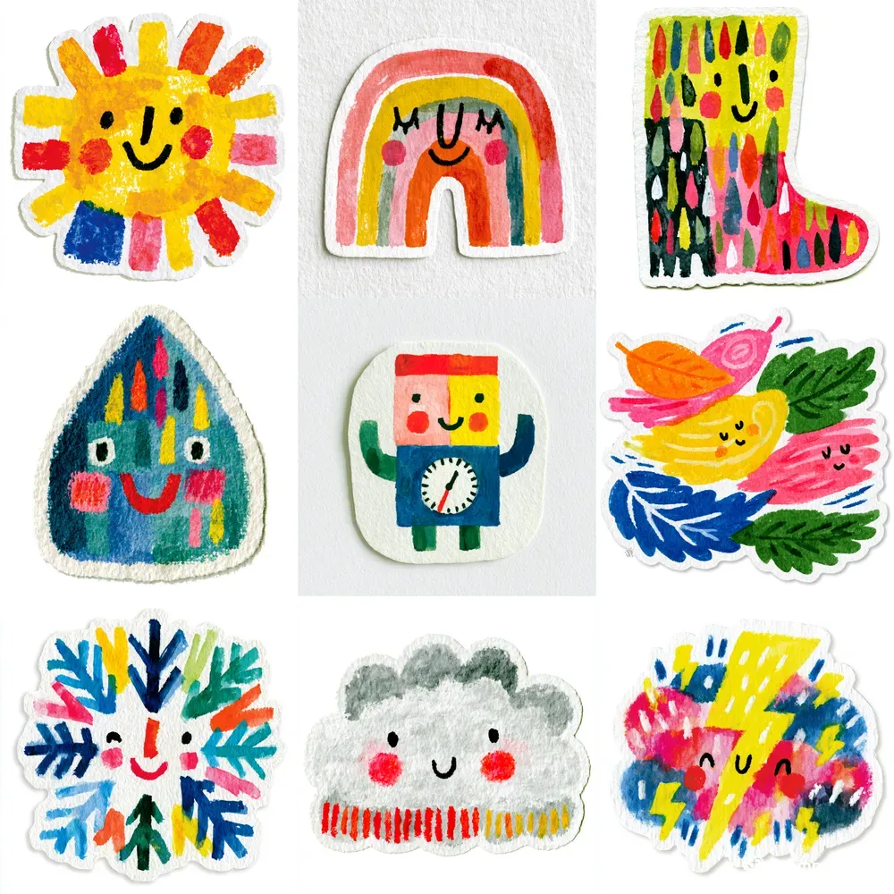 Meteo Weather Themed Stickers Cliparts