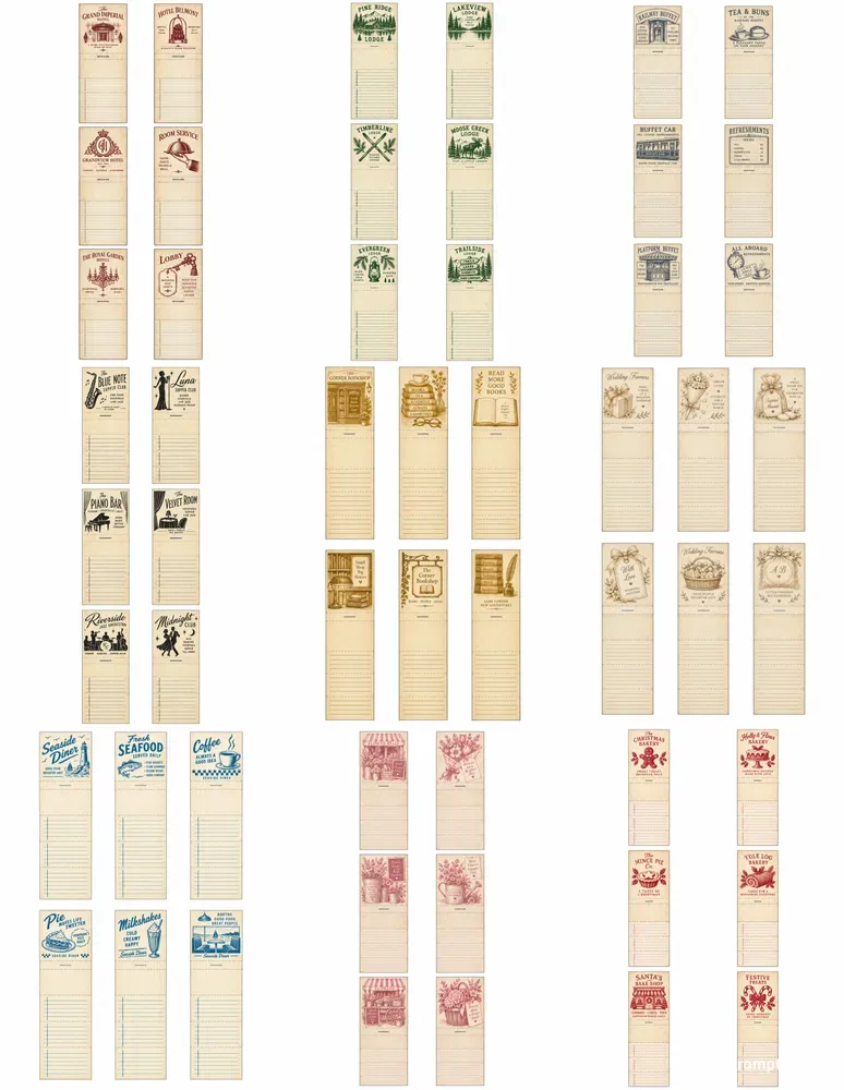 Junk Journal Matchbook Note Sheets