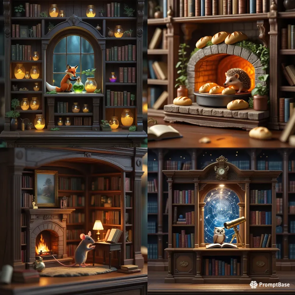 3D Miniature Cozy Animal Book Nooks