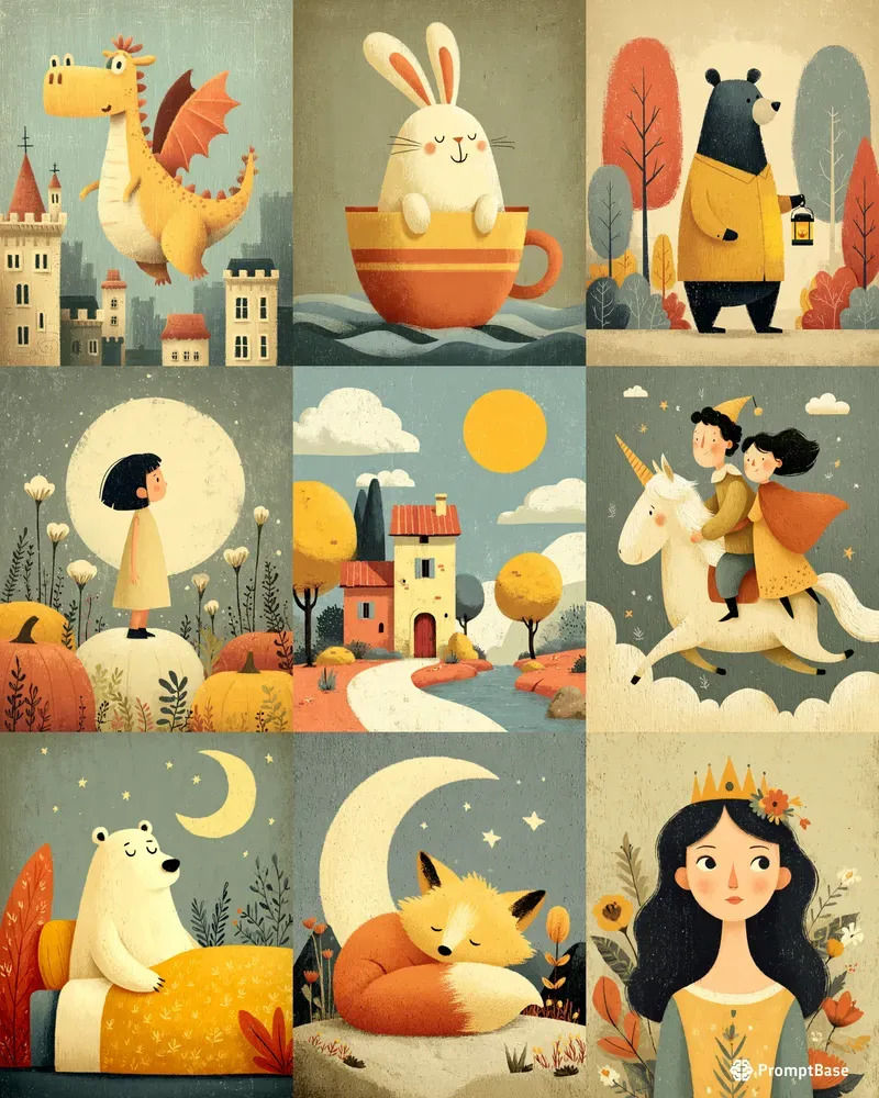 Whimsical Pastel Storybook Illustrations