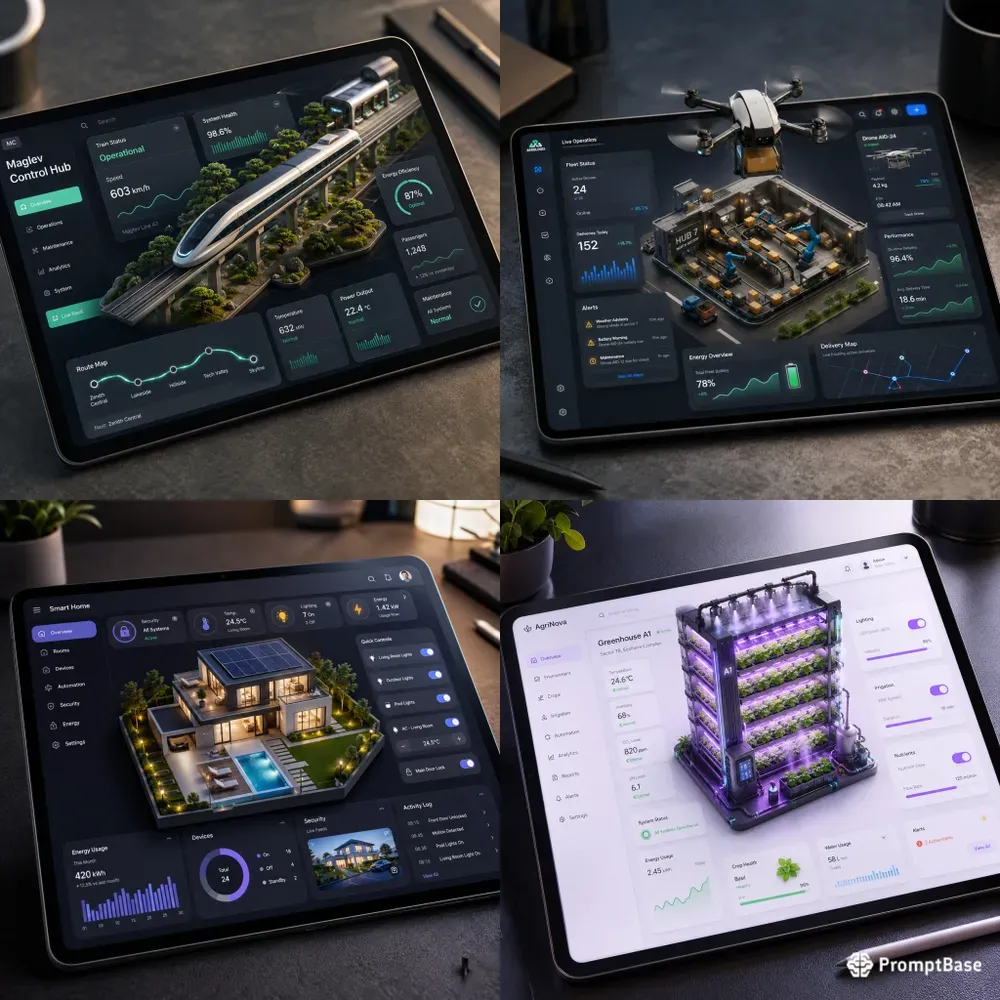 3D Isometric App UI Tablet Mockups