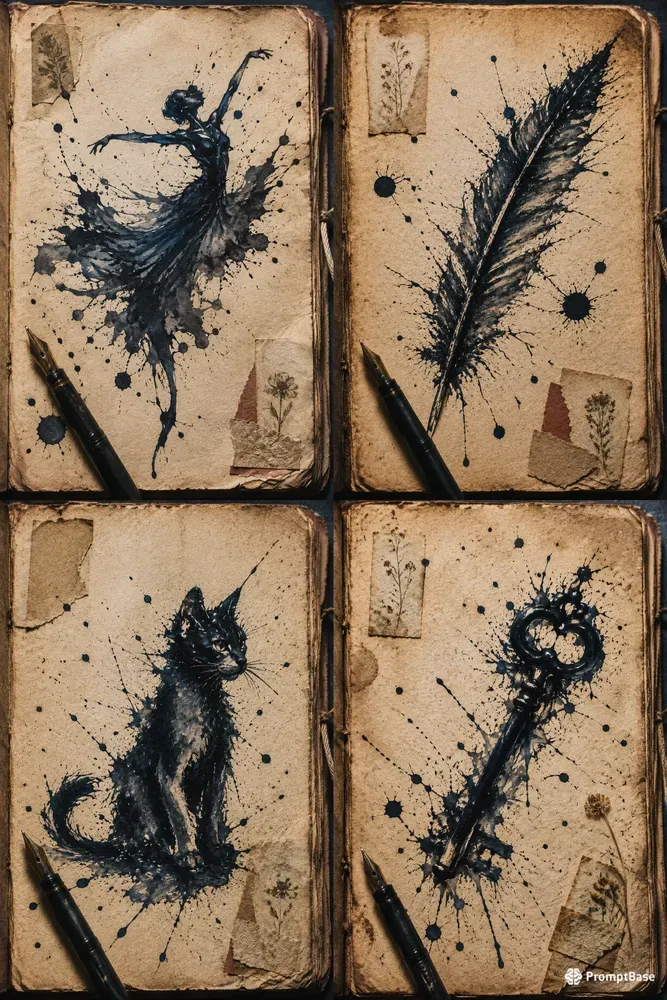 Ink Splash Figure Junk Journal Pages