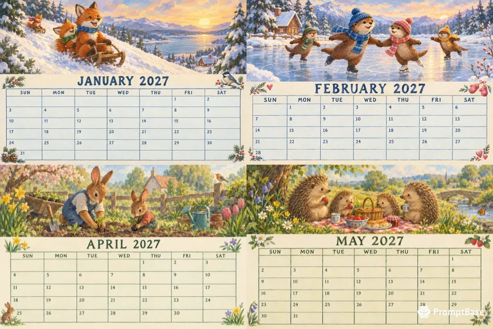 Storybook 2027 Calendar Printable Pages
