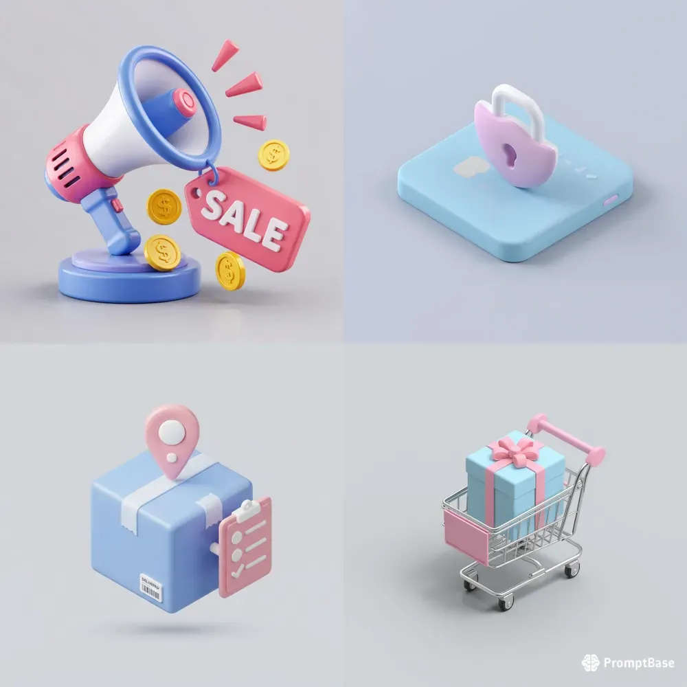Isometric Ecommerce Shopping 3D Icons