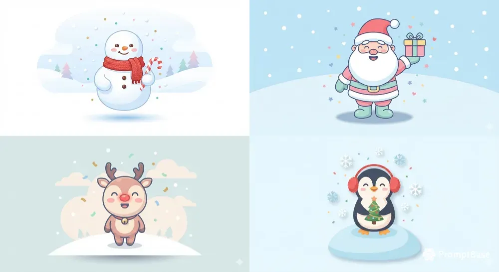 Cute Christmas Cartoon Character Packs