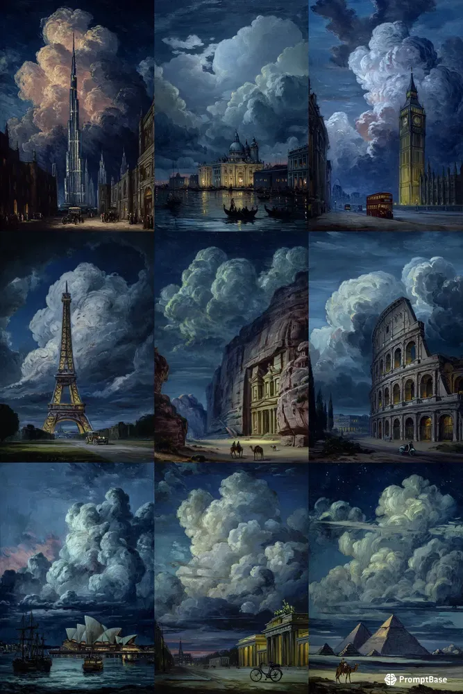 Dramatic Landmark Oil Paintings
