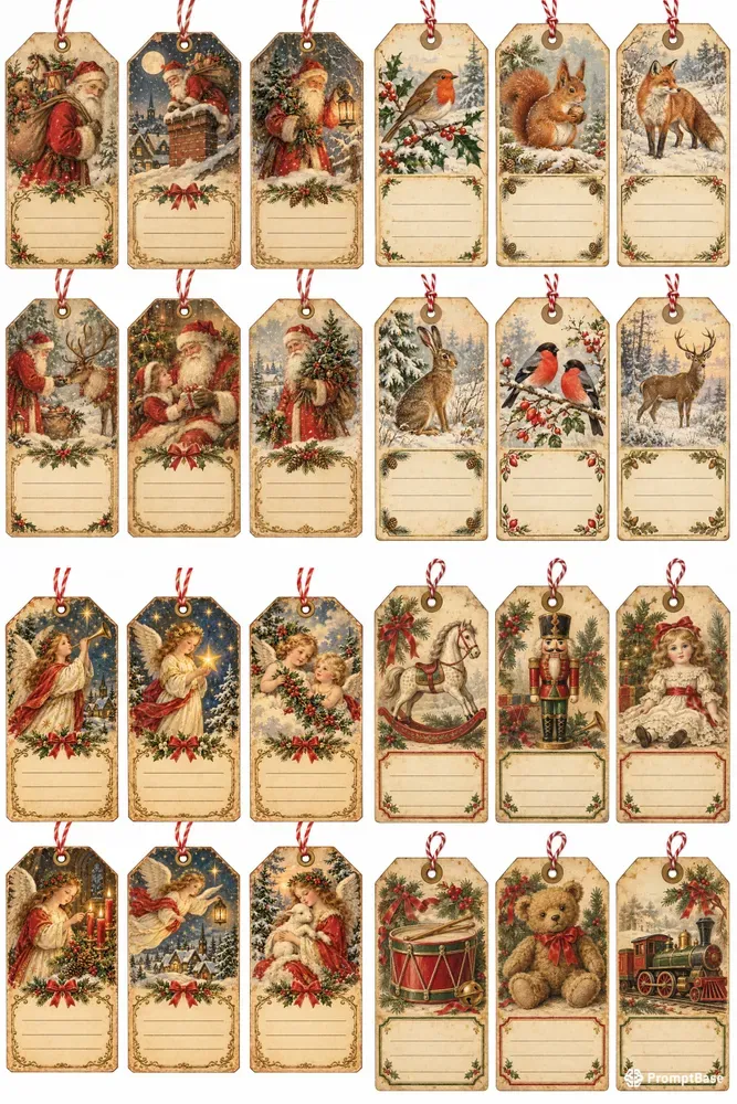 Vintage Christmas Parcel Tags