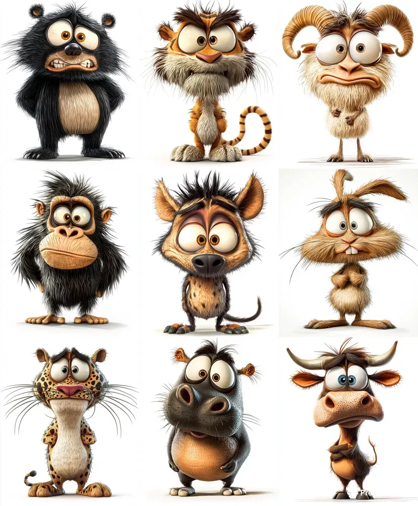 Quirky 3D Cartoon Animals
