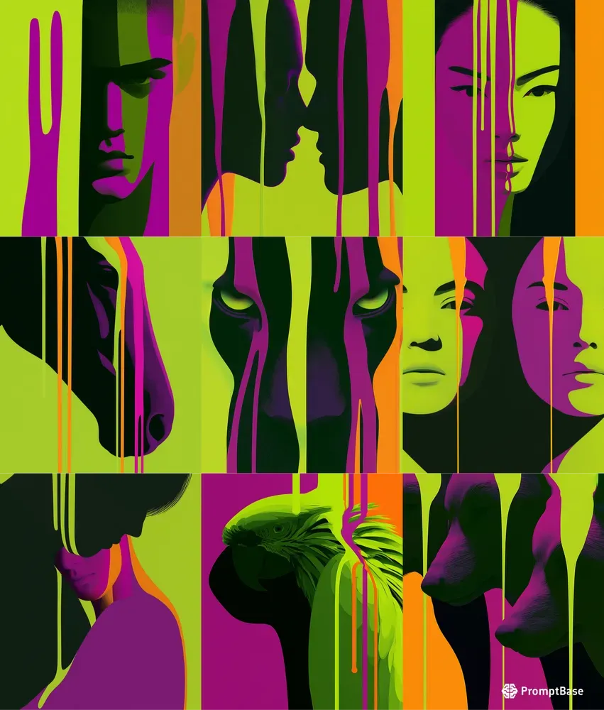 Neon Drip Pop Art Portraits
