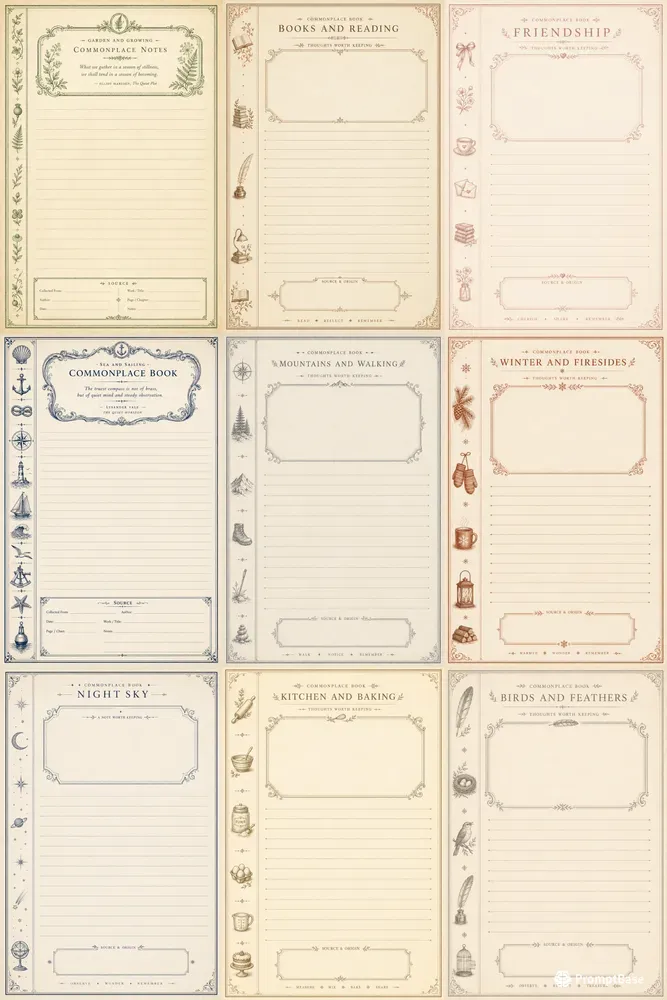 Commonplace Quote Journal Pages