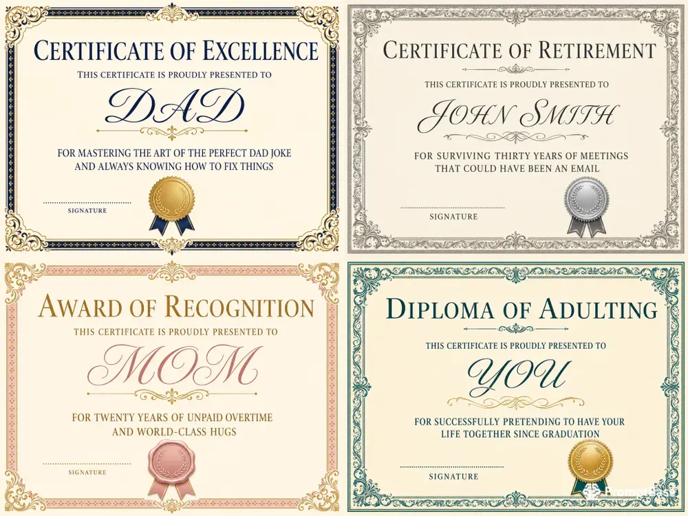 Funny Achievement Certificate Studios