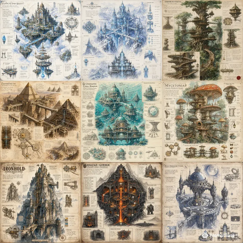 Fantasy Blueprint Worlds Art