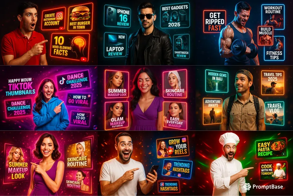 Vibrant YouTube Thumbnails Glowing Effecs