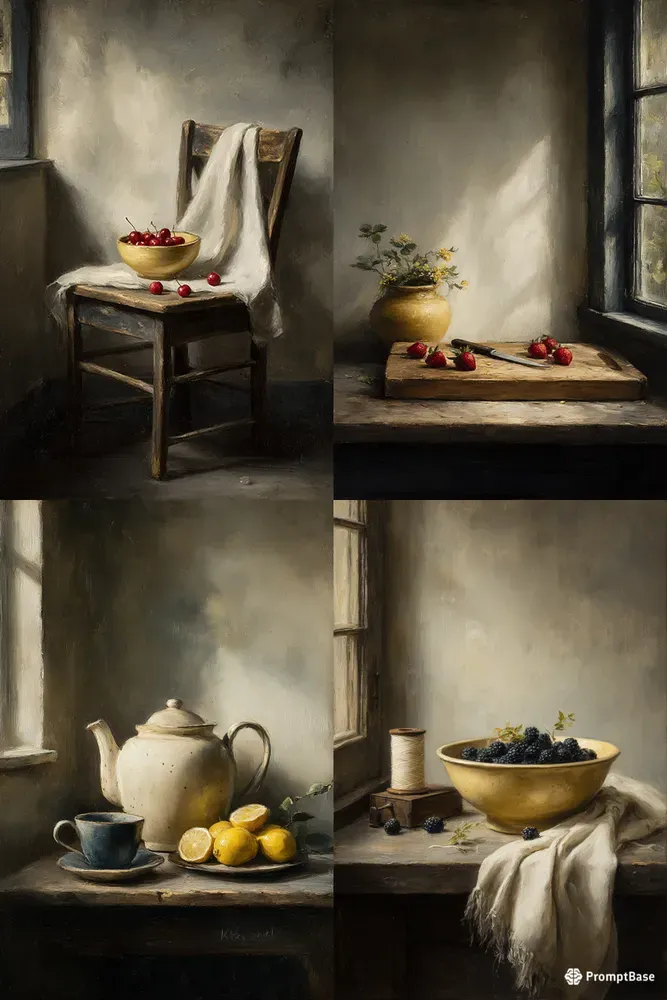 Farmhouse Still Life Oil Paintings
