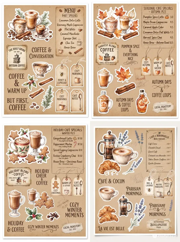 Cozy Coffee Watercolor Journal Pages