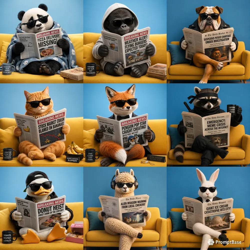 Funny 3D Animal News Sofa Packs