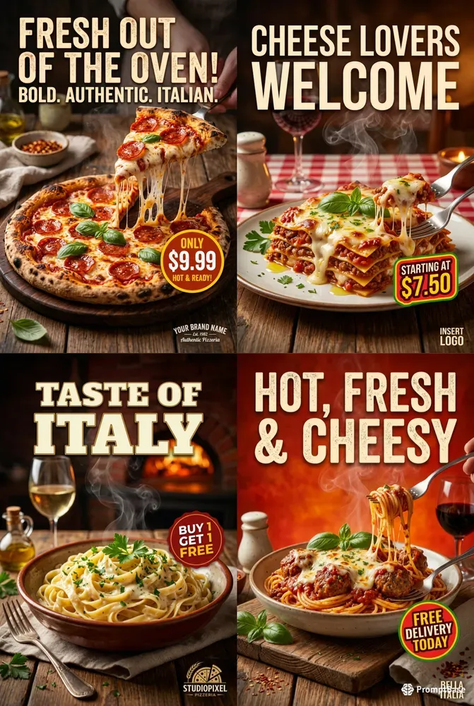 Pizza Italian Food Ad Posters