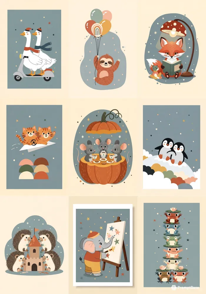 Whimsical Nursery Character Scenes