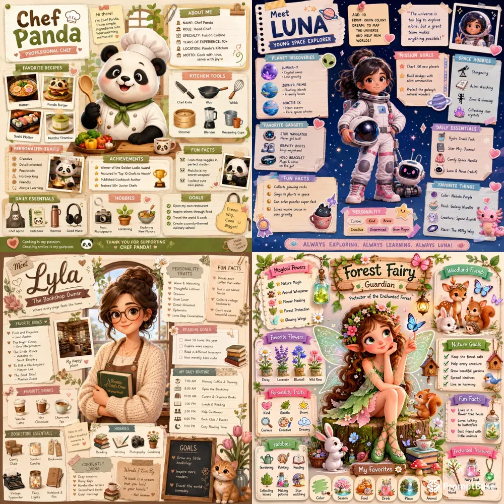 Personalized Character Profile Boards