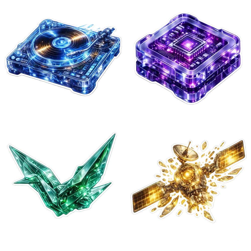 Elite Glassmorphism Tech Sticker Cliparts