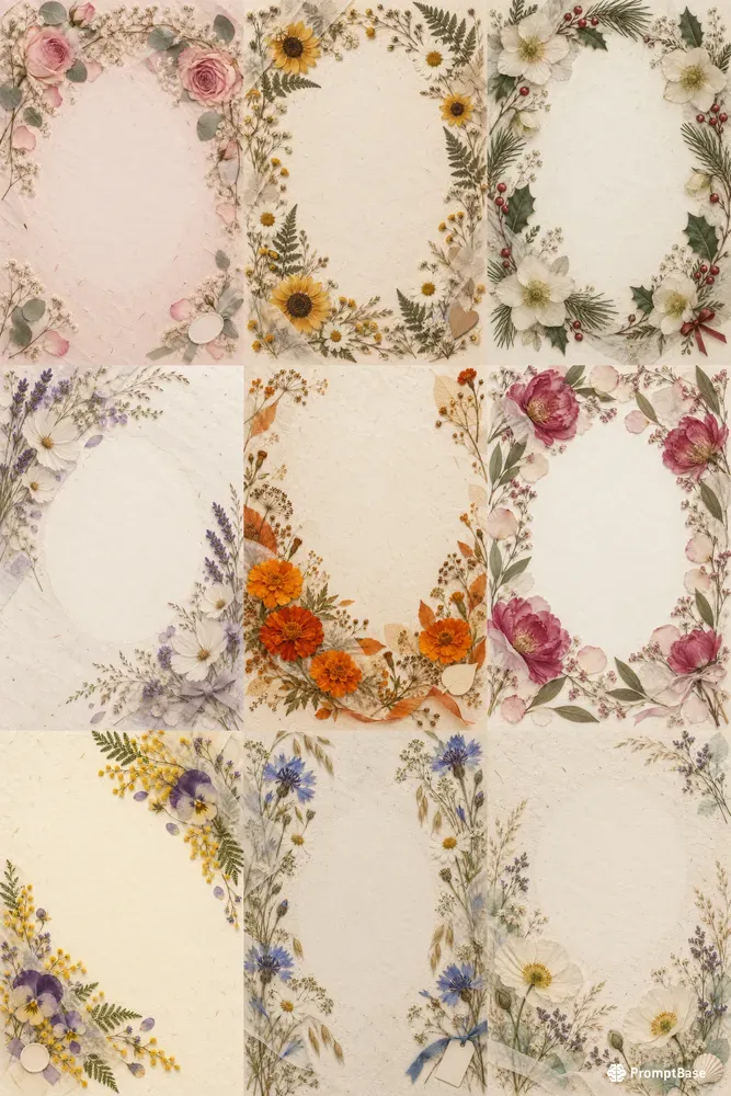 Pressed Flower Card Backgrounds