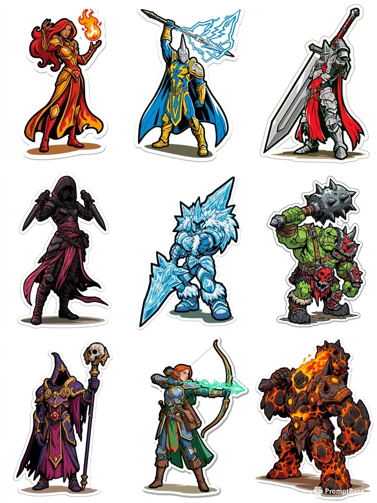 Sticker Art Fantasy RPG Characters