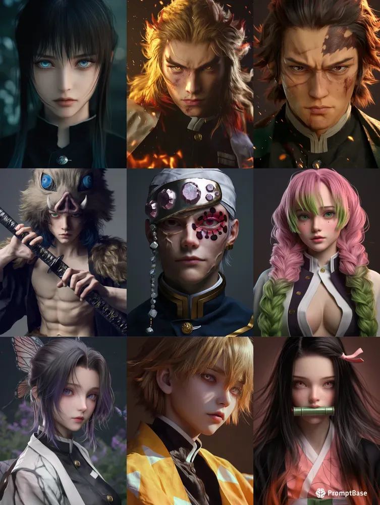 Hyperrealistic Demon Slayer Portraits