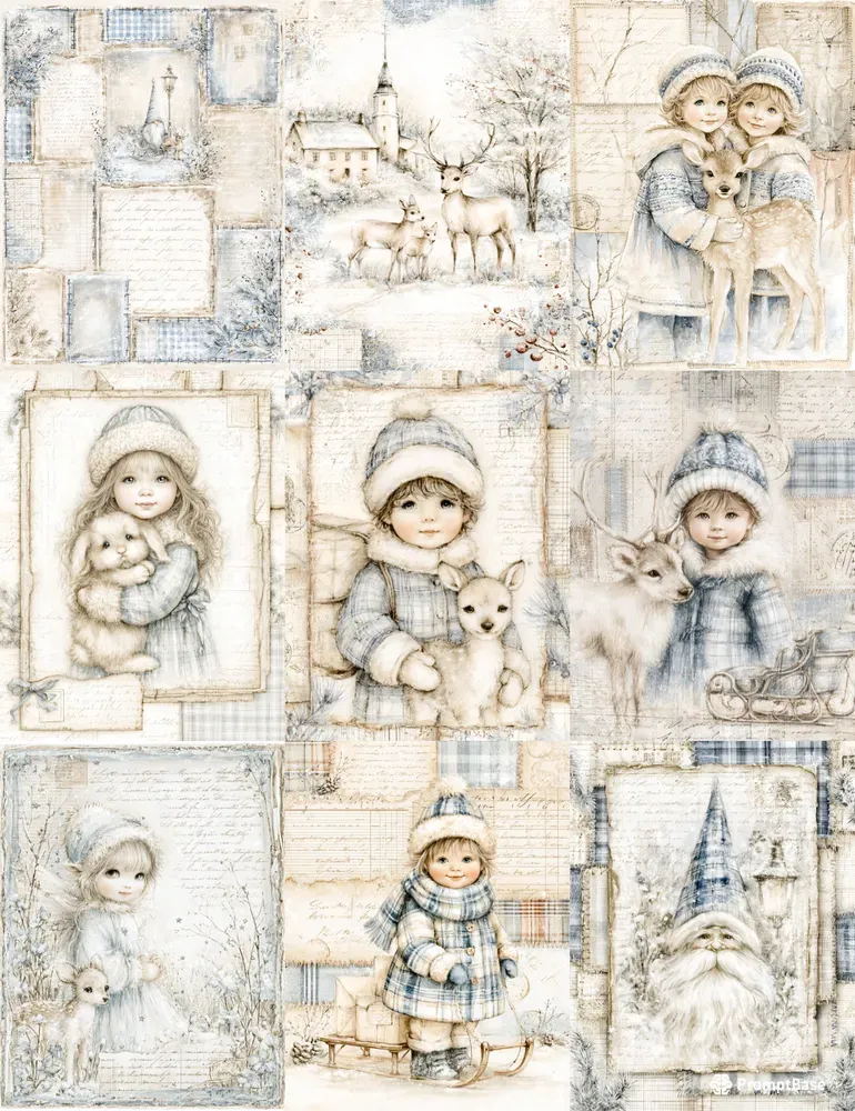 Vintage Winter Junk Journal Pages