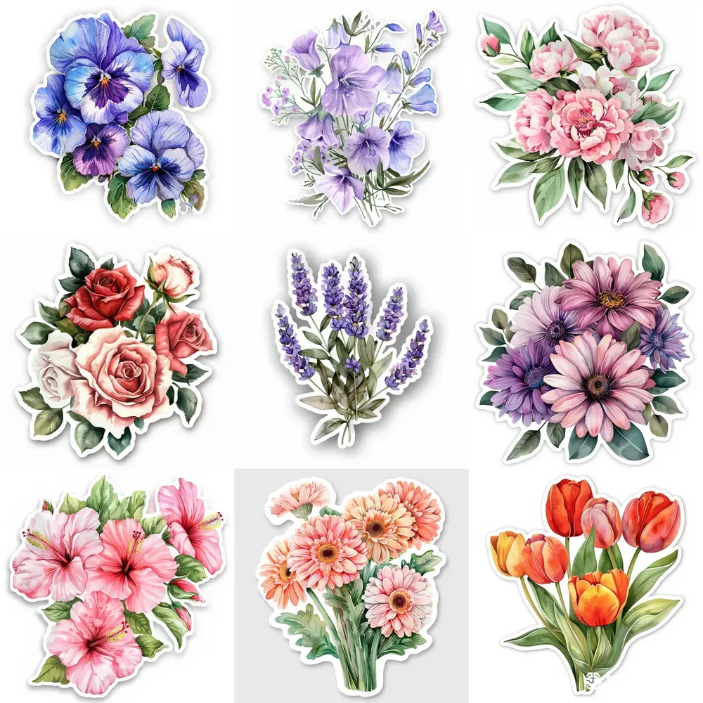 Elegant Watercolor Floral Sticker Art