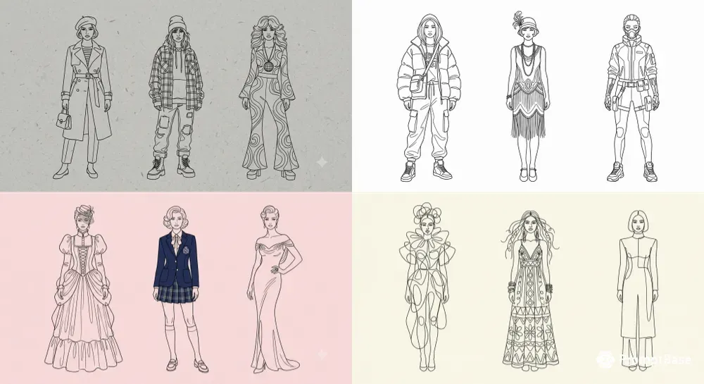 Minimalist Trio Fashion Line Art