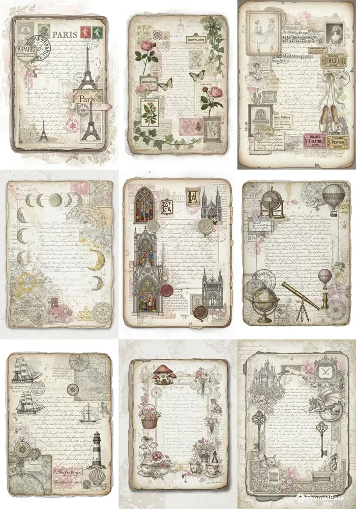 Shabby Chic Vintage Journal Pages