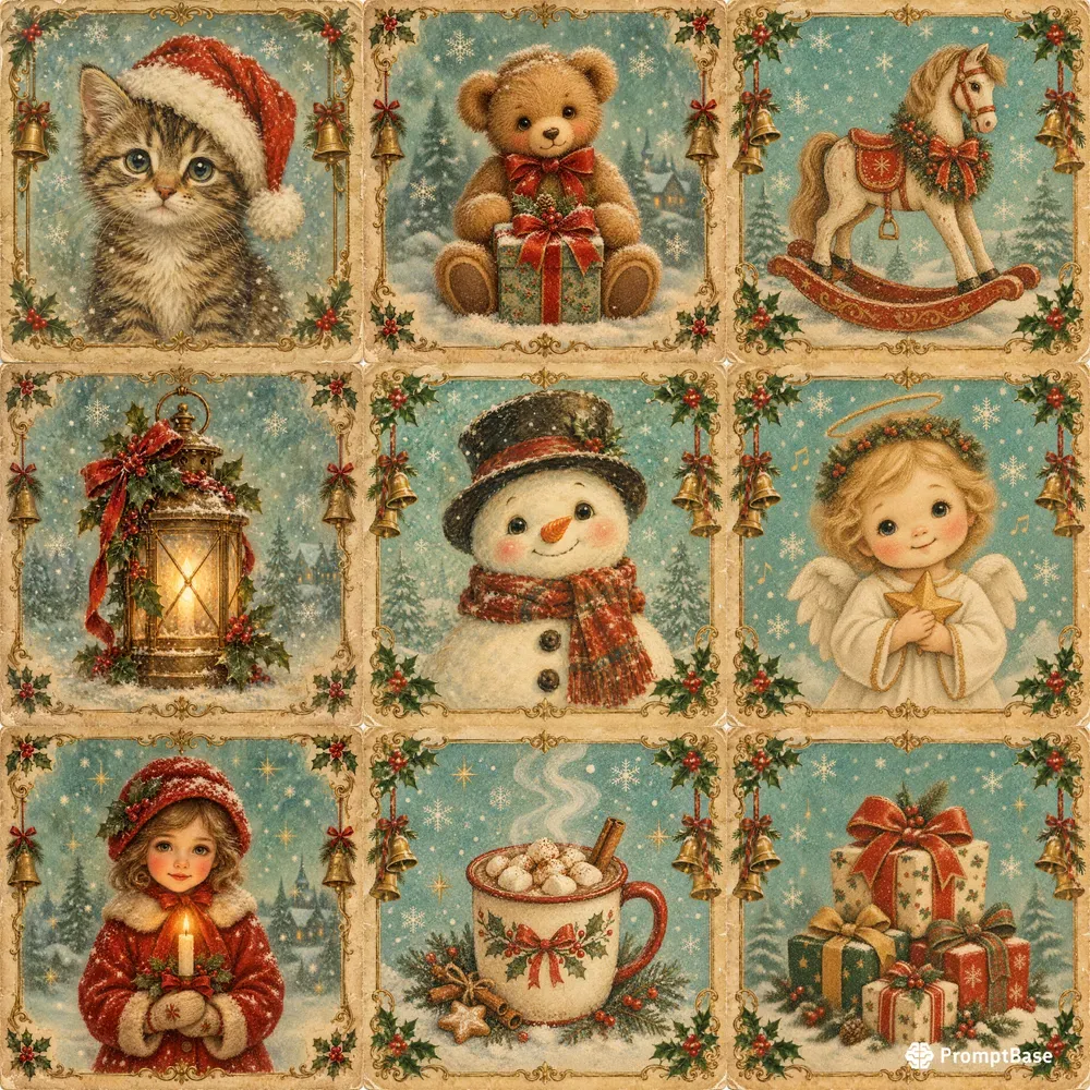 Nostalgic Christmas Greeting Card Art
