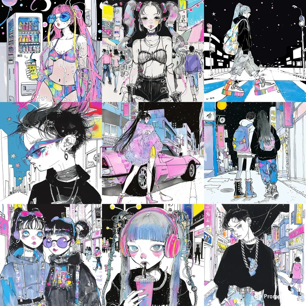 Y2k Urban Aesthetic Teenage Comic Art