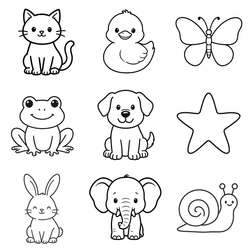 Cute Animal Coloring Pages Outlines