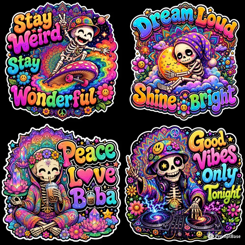 Cute Psychedelic Skeleton Quote Tshirts