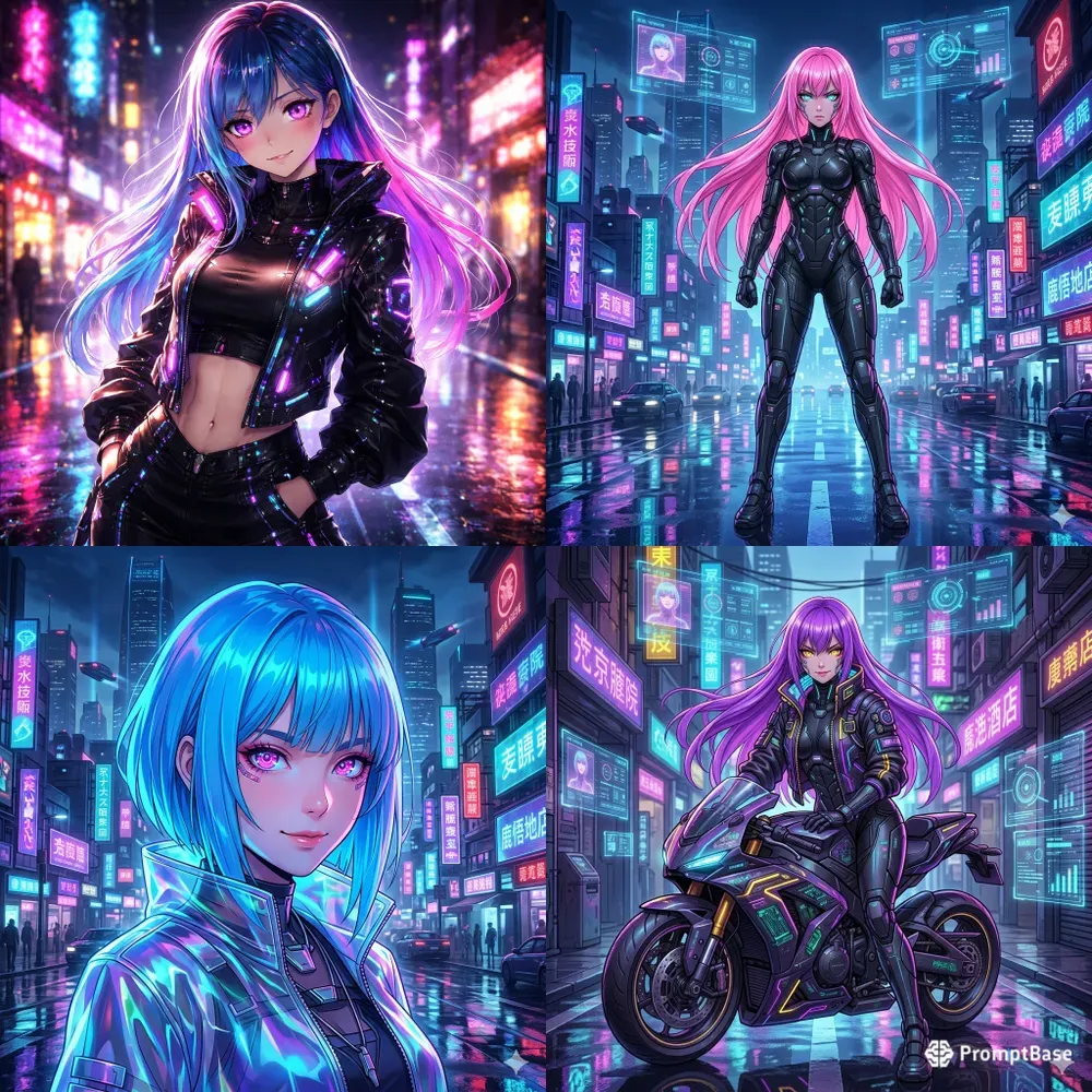 Cyberpunk Anime Girl Neons