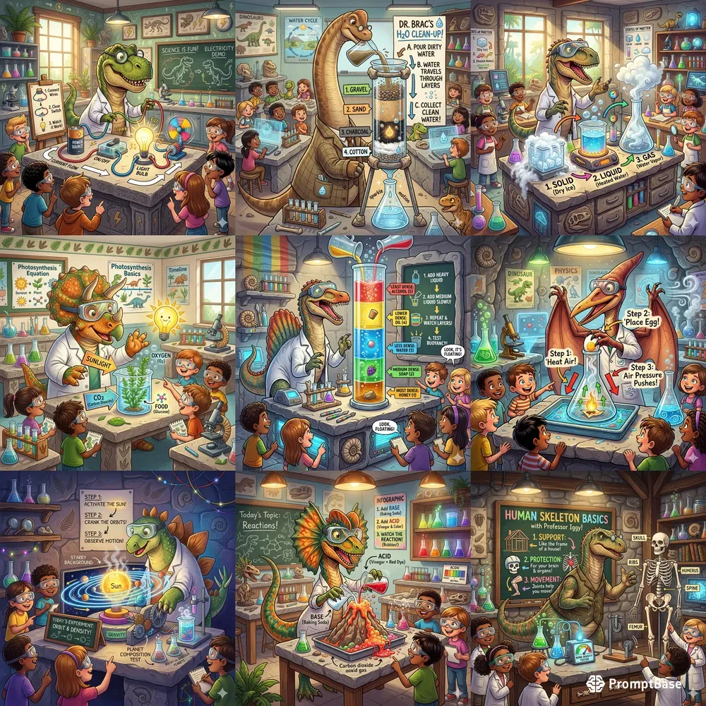 Dinosaur Science Lab Education Cartoons