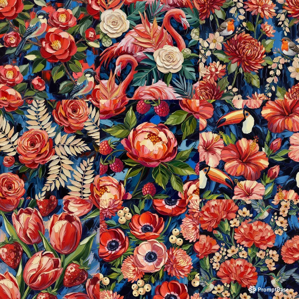 Tropical Coral Bloom Impasto Patterns