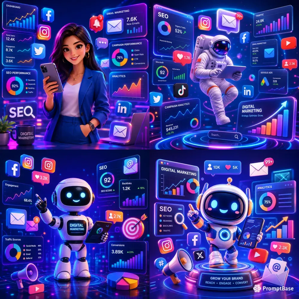 Futuristic Digital Marketing 3Ds