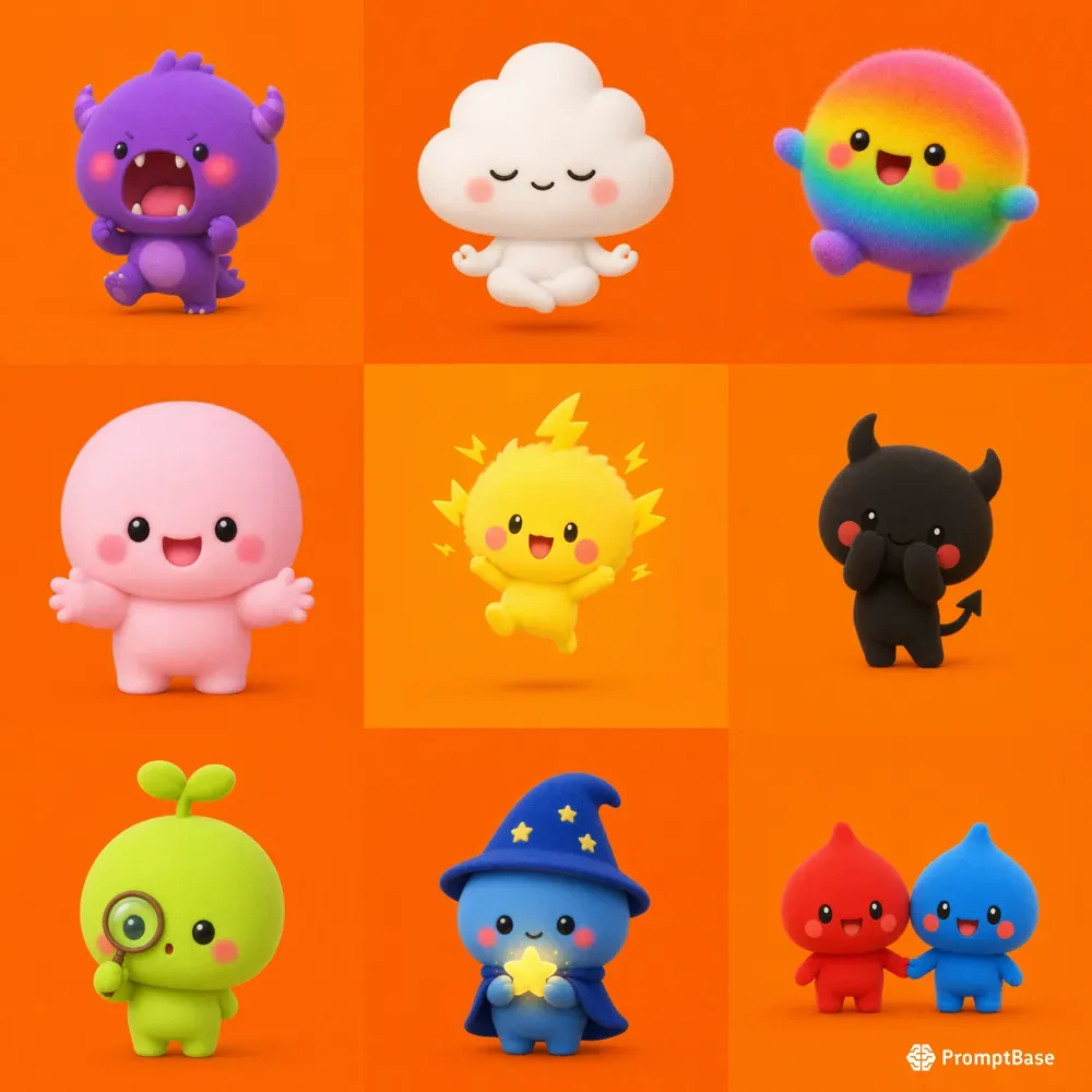 Vibrant Chibi Fuzzy Monsters Collections