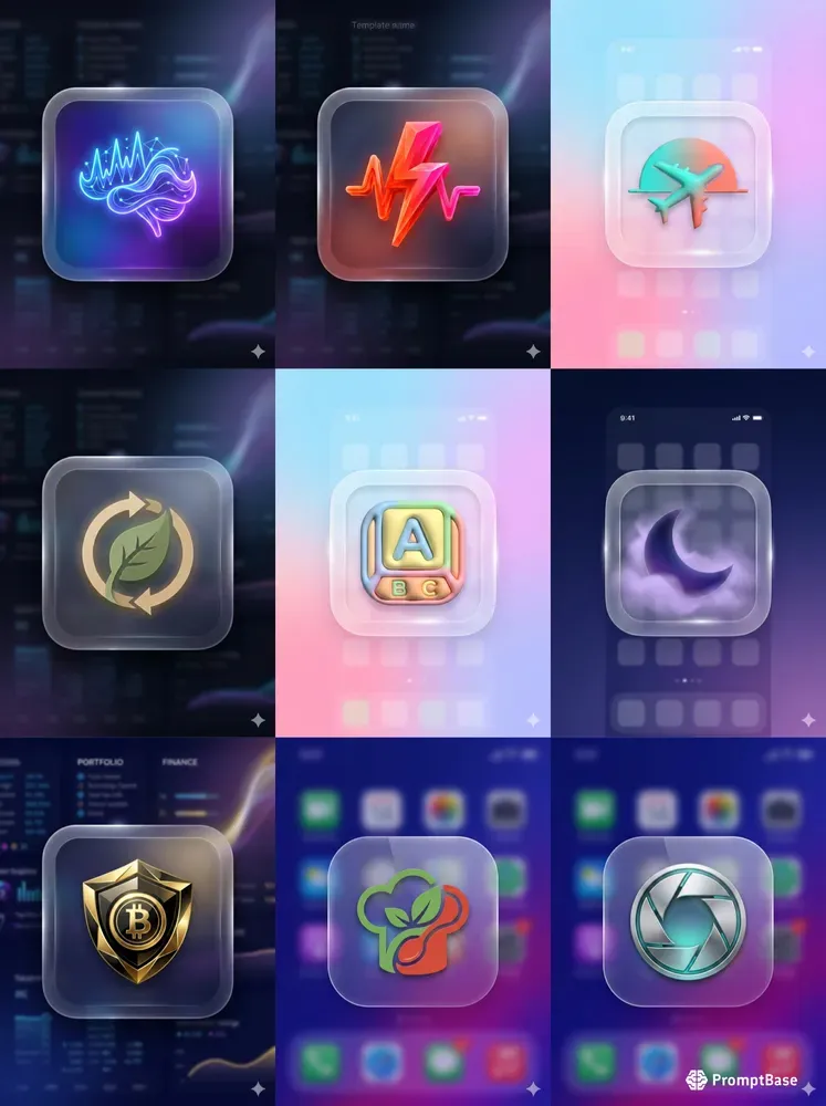 Glass UI Icon Set Designs