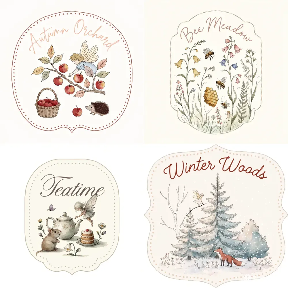 Whimsical Fairy Season Badges Pastel