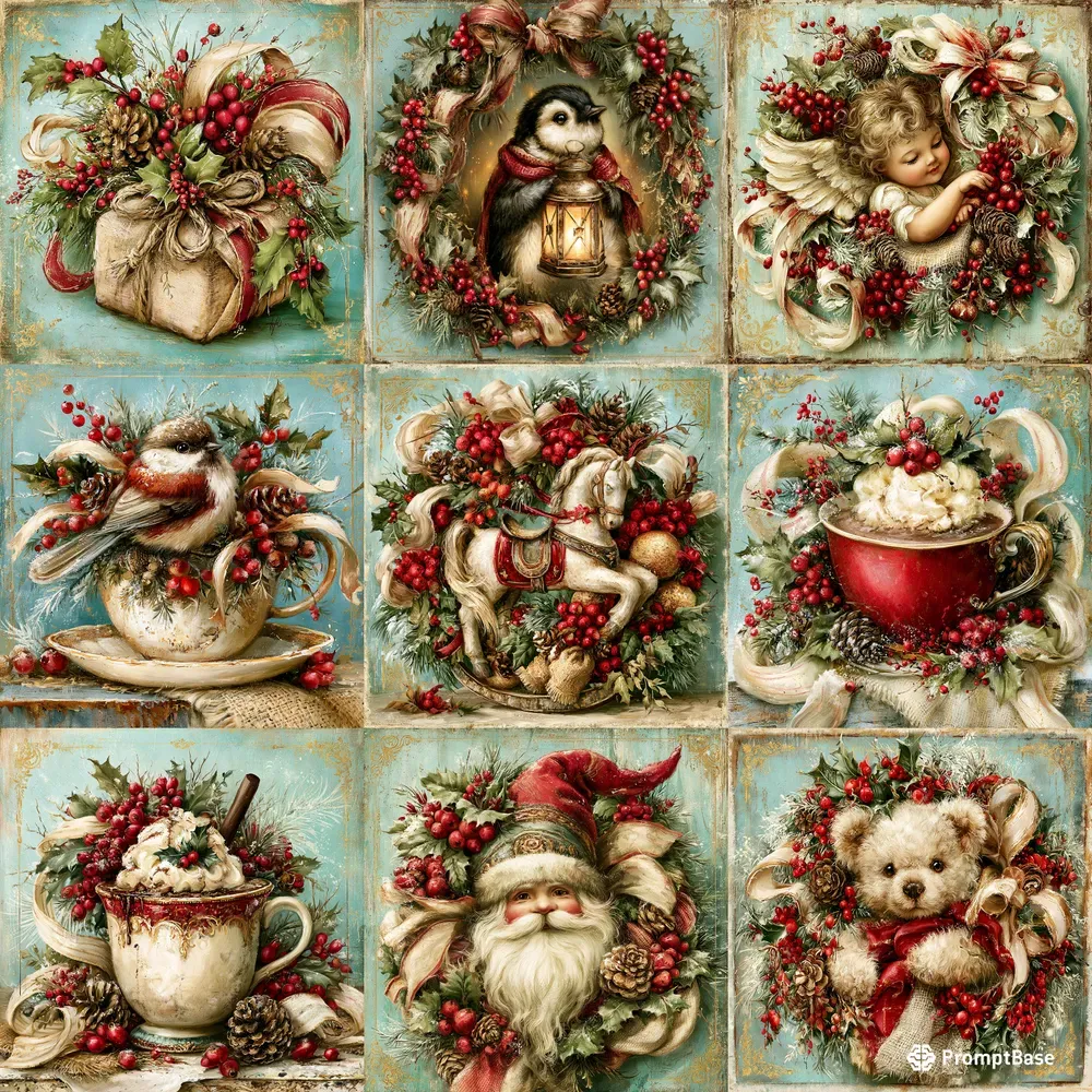 Vintage Christmas Postcard Junk Journals