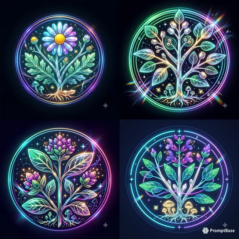 Neon Magical Herb Emblems