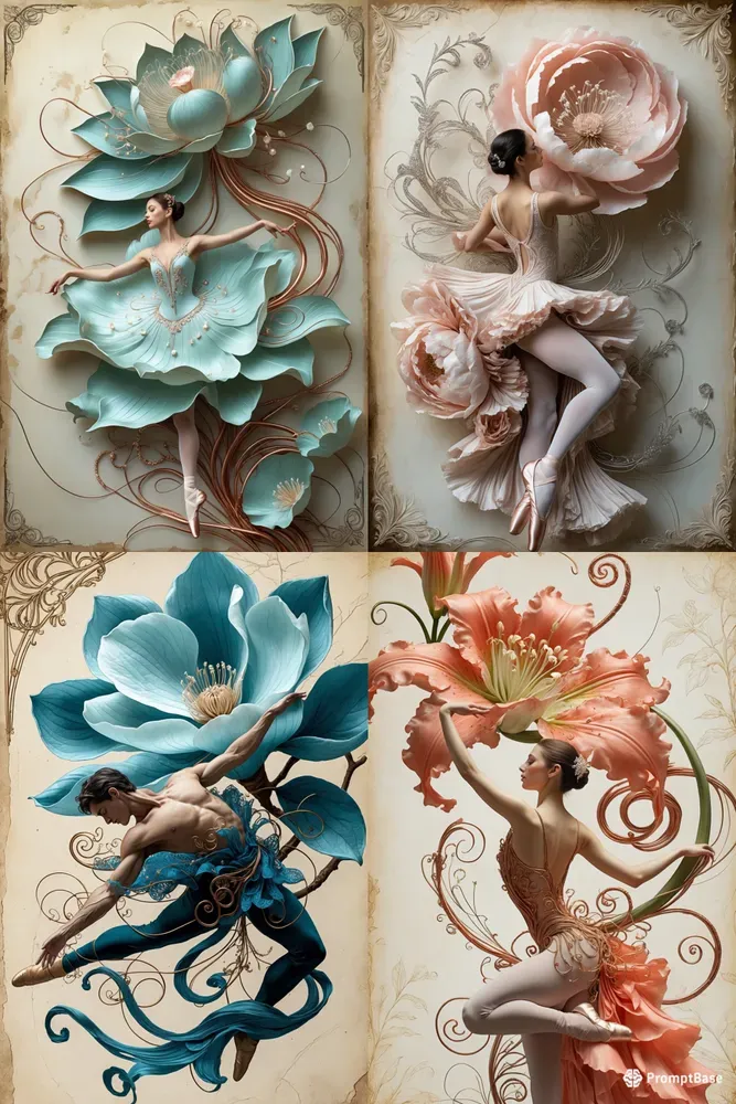 Art Nouveau Floral Dancer Fantasies