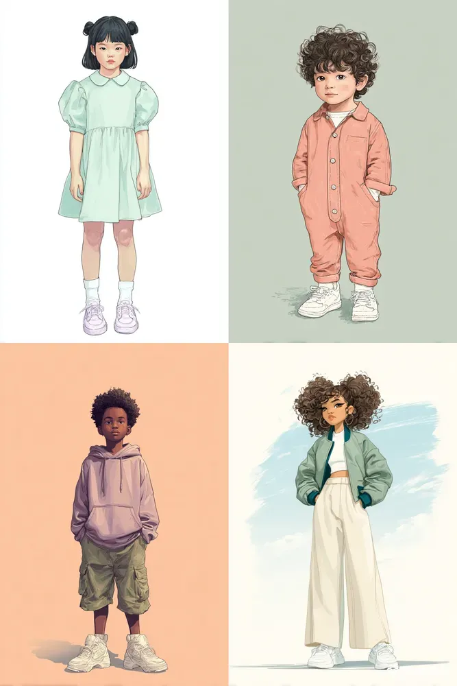 Modern Kids Wardrobe Character Designs