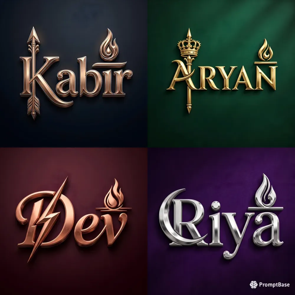 3D Metallic Name Logo Generator